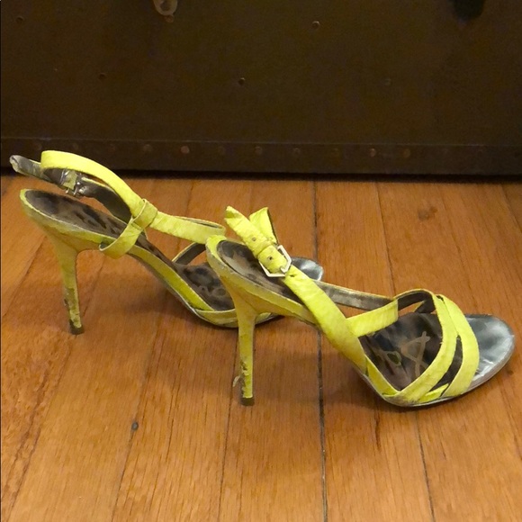 Sam Edelman | Shoes | Sam Edelman Neon Yellow Snake Skin High Heel ...